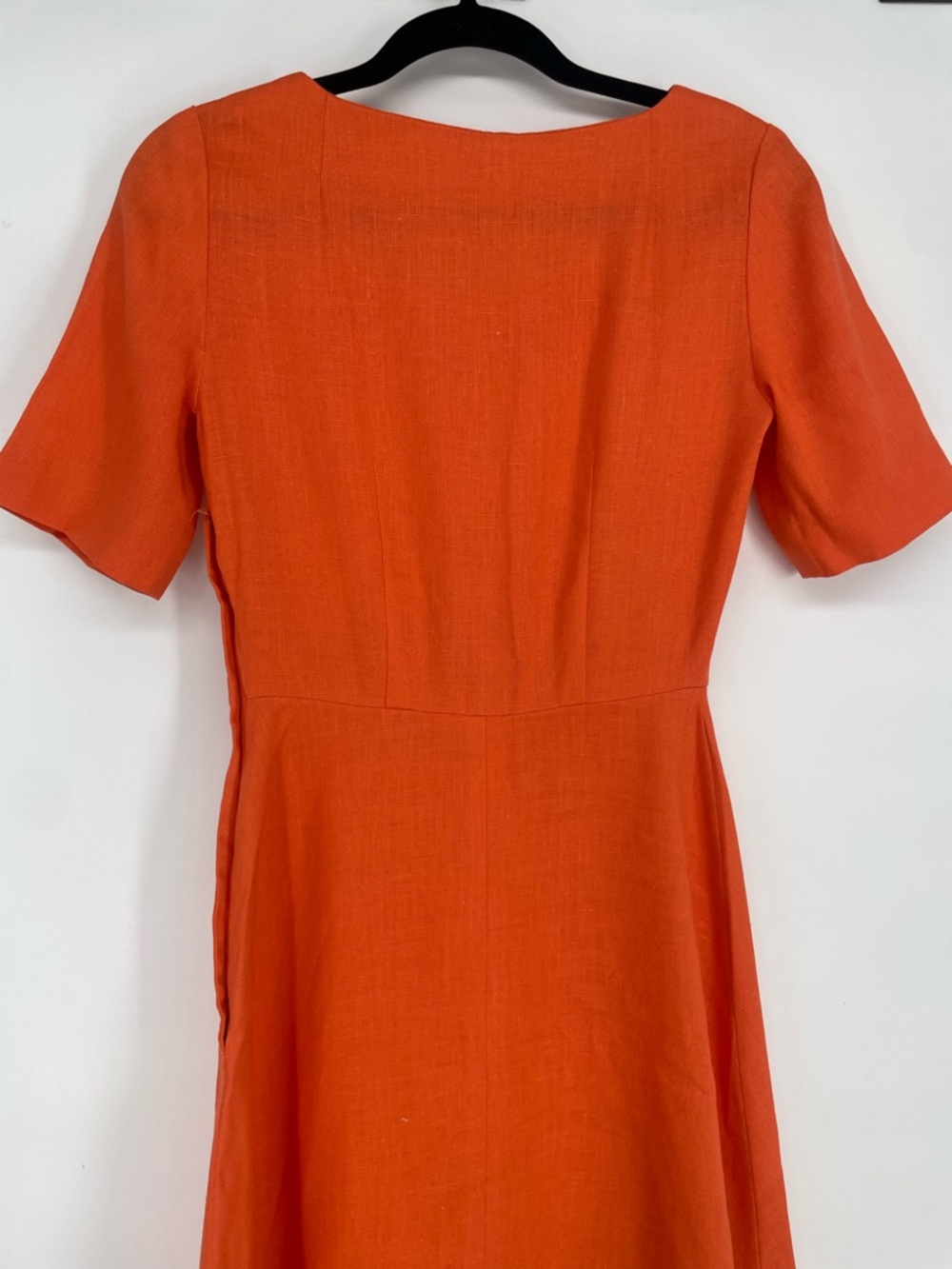 Vintage 60s Mod Vibrant Orange Asymmetrical Button Front A-line Retro Dress - Picture 10 of 12